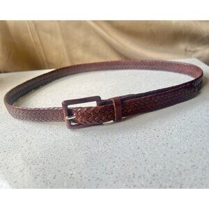 Talbots Womens Braided Leather Belt Brown 0.75" x 37”  Buckle 1.75”